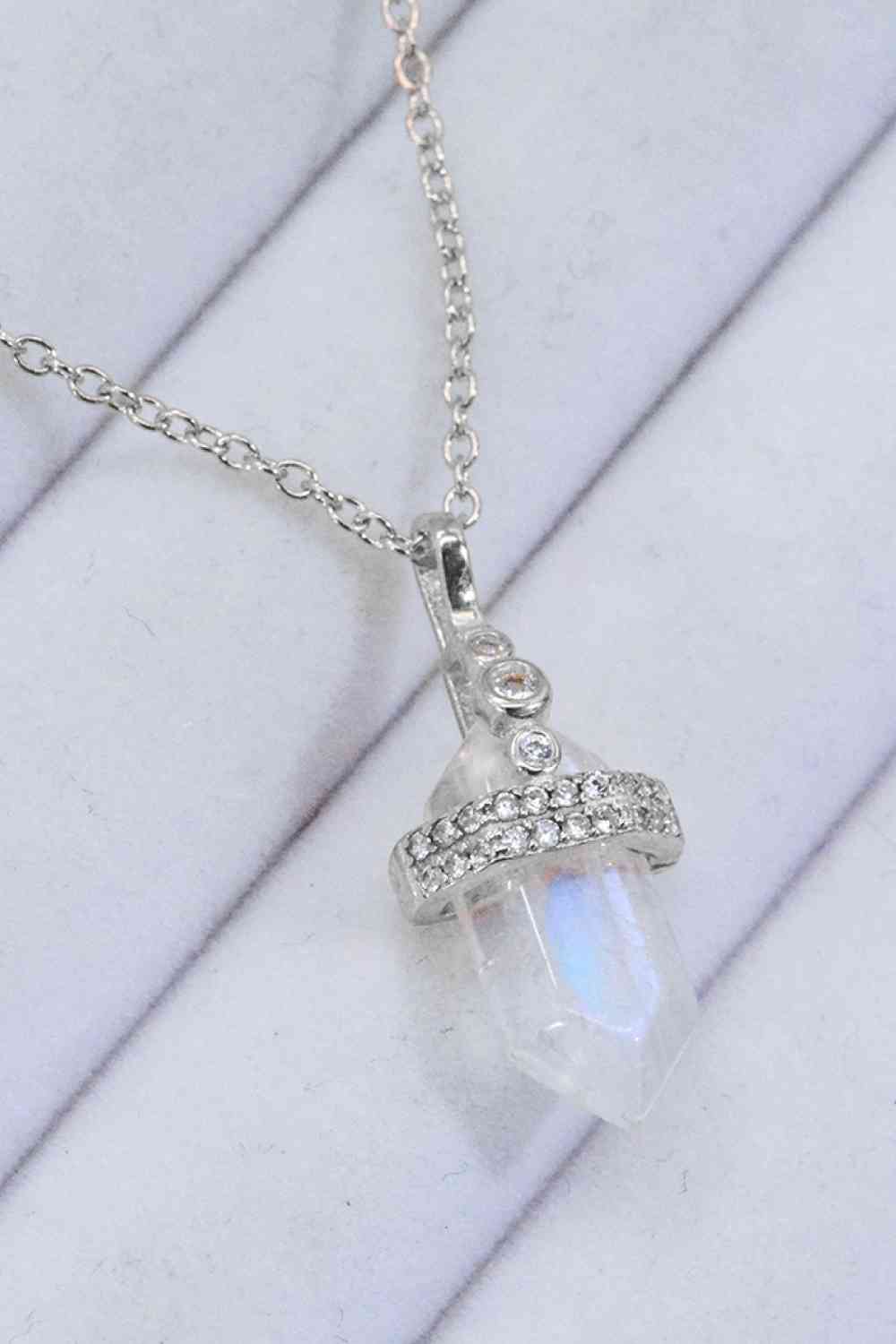 925 Sterling Silver Moonstone Pendant Princess Necklace