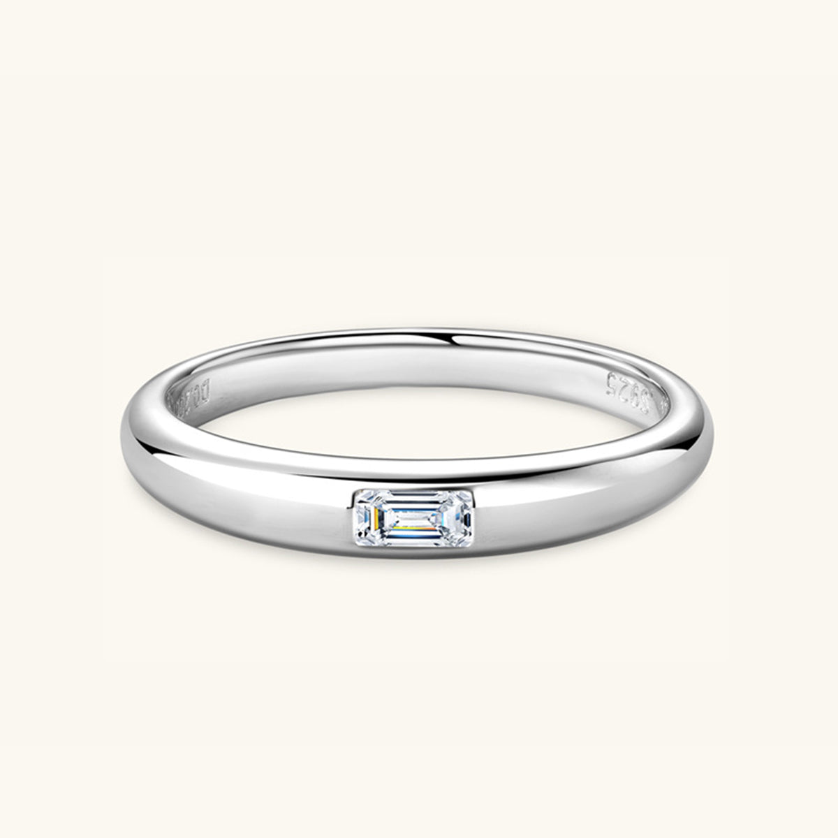 Less Is More 925 Sterling Silver Inlaid Moissanite Ring