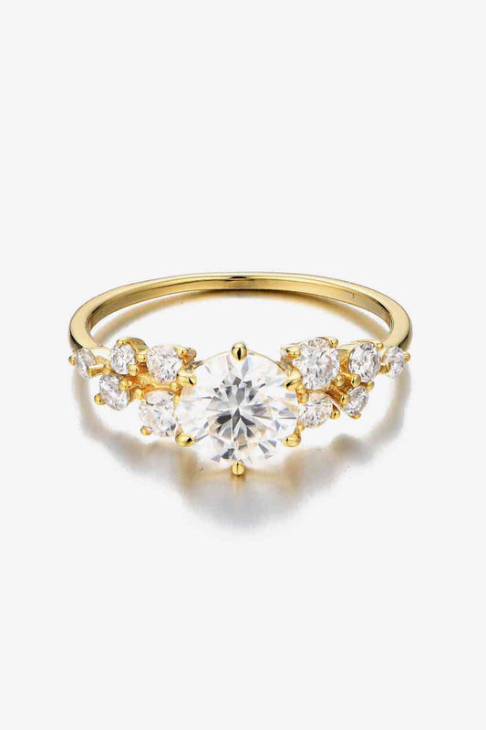 Gorgeous Gold 1 Carat Moissanite 925 Sterling Silver Ring