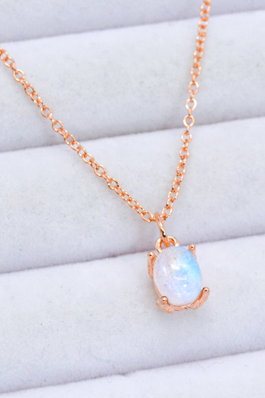 Simple Natural 4-Prong Pendant Moonstone Necklace