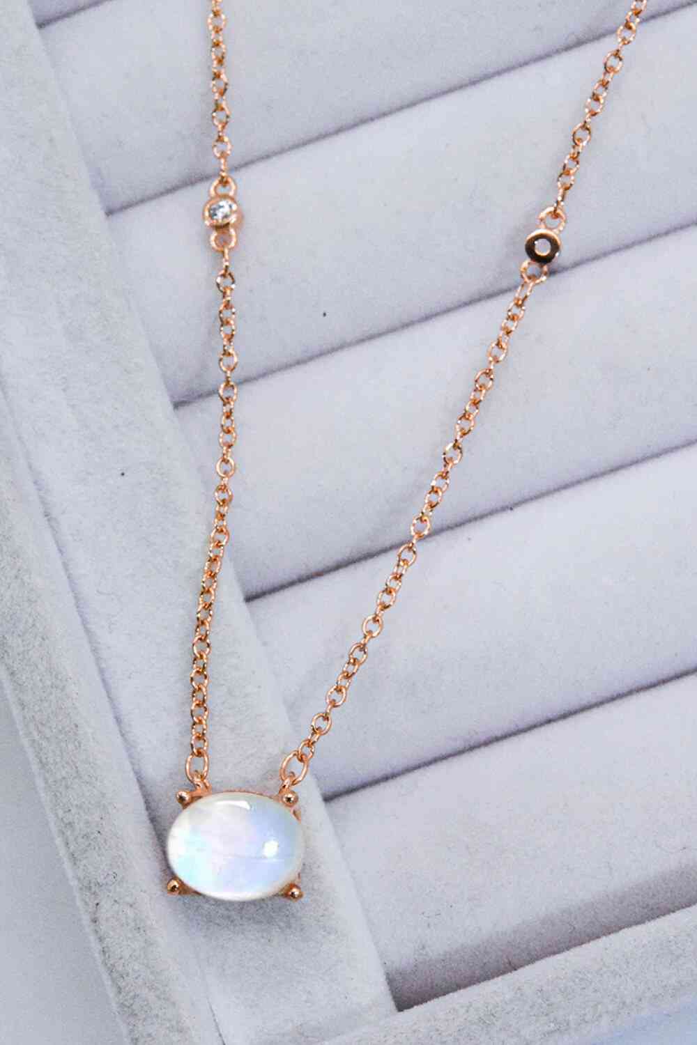 Oval Moonstone Pendant Necklace