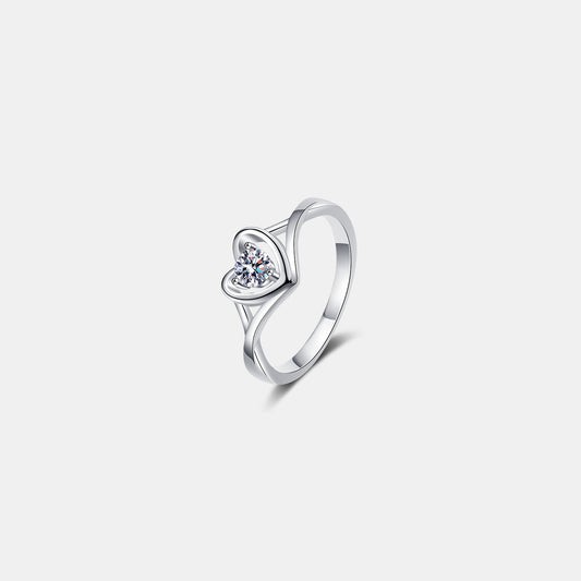 Happy Heart Moissanite 925 Sterling Silver Ring