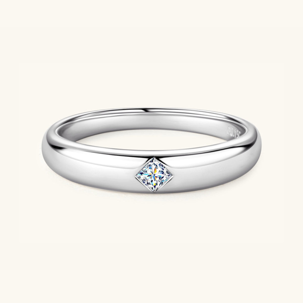 Less Is More 925 Sterling Silver Inlaid Moissanite Ring
