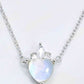 925 Sterling Silver Moonstone Heart Crown Pendant Necklace
