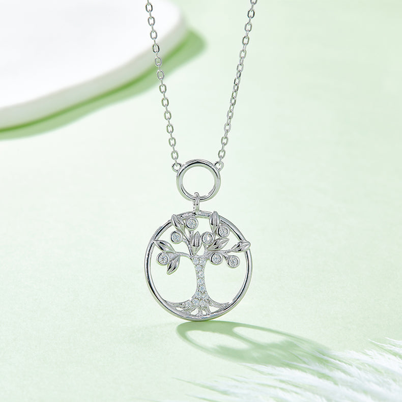 Moissanite Tree Of Life Pendant - 925 Sterling Silver Necklace