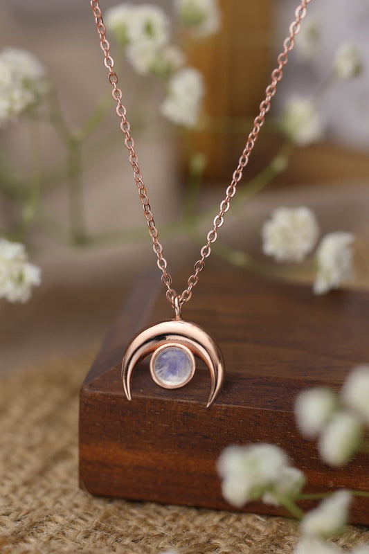 Moon Moonstone Pendant 925 Sterling Silver Necklace