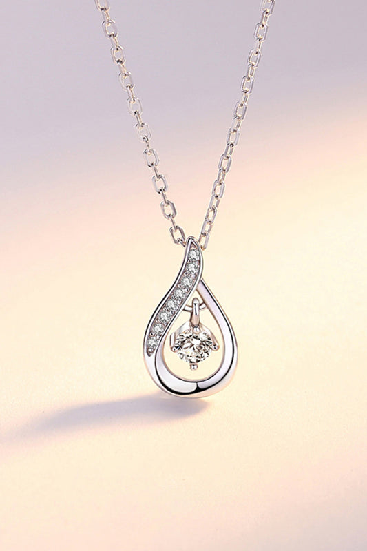 Beautiful Silver Teardrop Pendant Necklace
